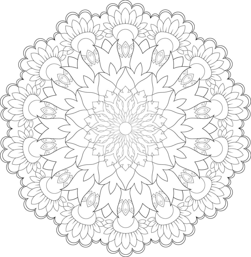 Vector mandala design. Abstract pattern isolated on white background. Illustration for cards, coloring pages.