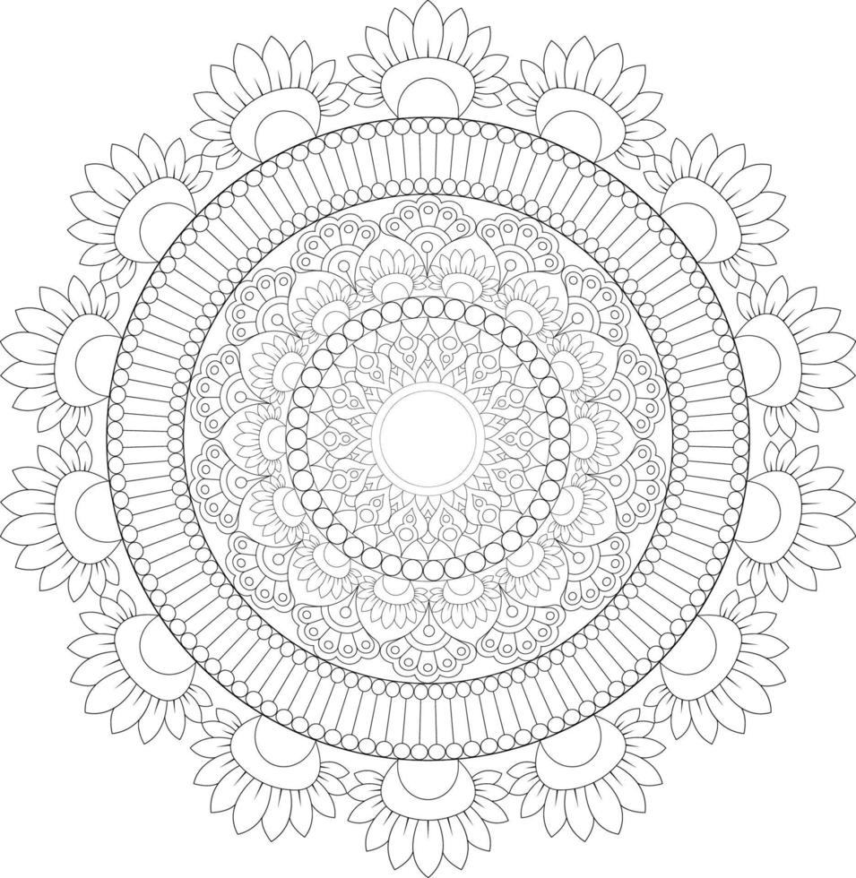 Vector mandala design. Abstract pattern isolated on white background. Illustration for cards, coloring pages.