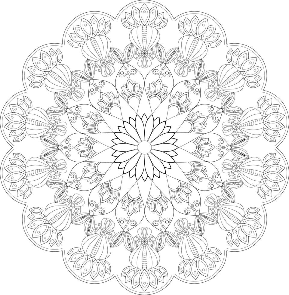 Vector mandala design. Abstract pattern isolated on white background. Illustration for cards, coloring pages.
