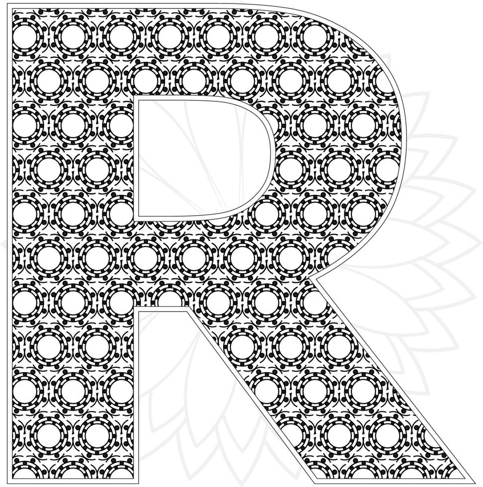 Alphabet coloring page with floral style. ABC coloring page - letter A Free Vector