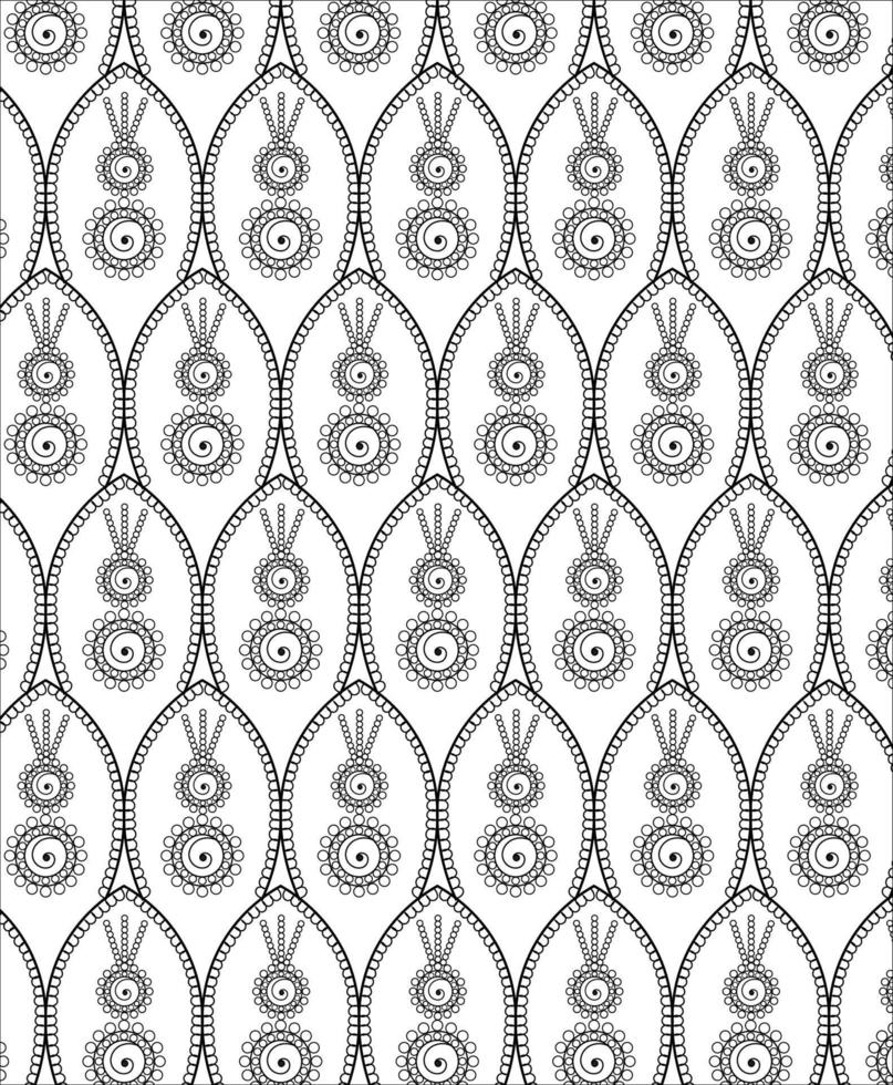 Black and white seamless pattern for coloring book in doodle style. vector