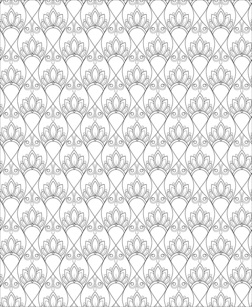 Black and white seamless pattern for coloring book in doodle style. vector