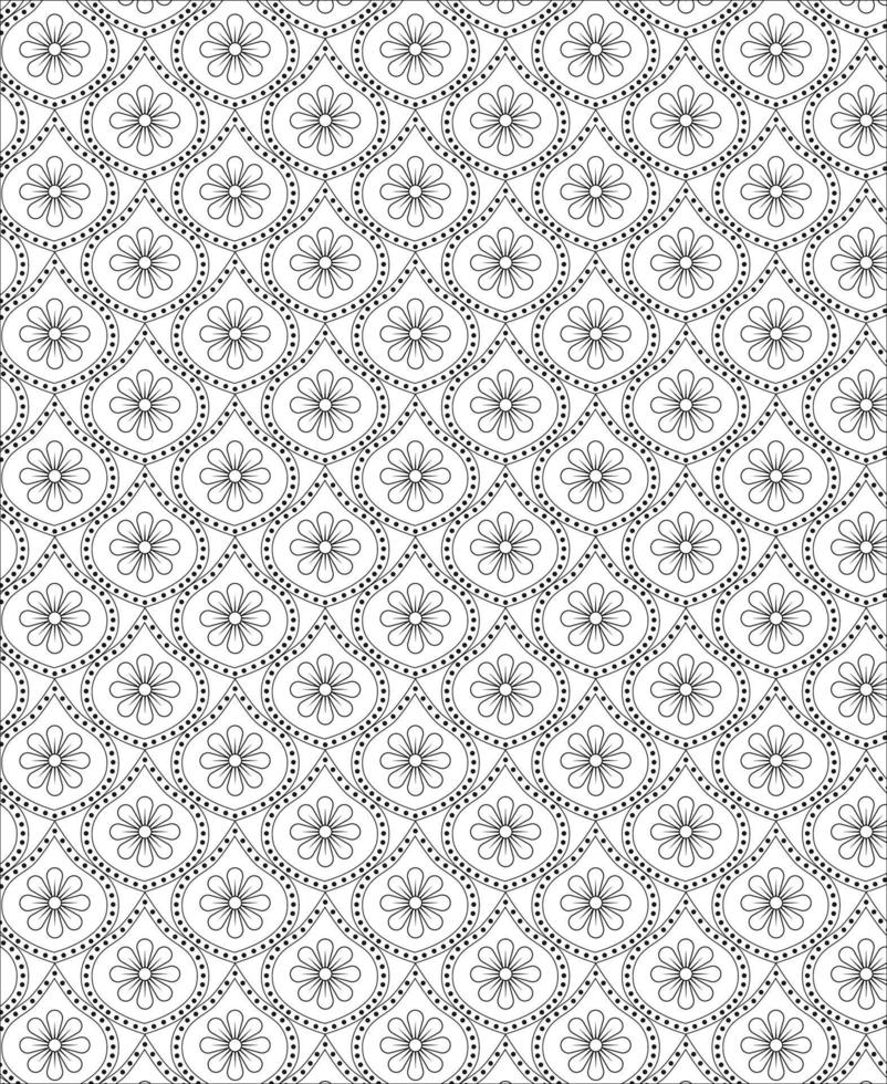 Black and white seamless pattern for coloring book in doodle style. vector