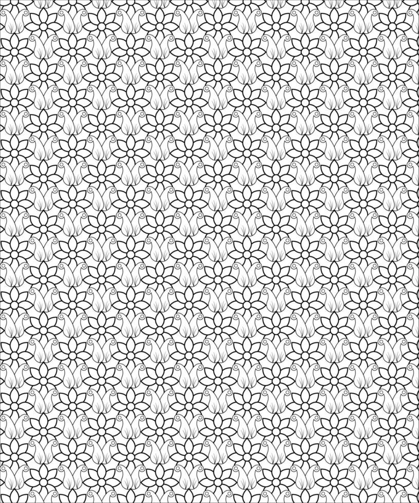 Black and white seamless pattern for coloring book in doodle style. vector