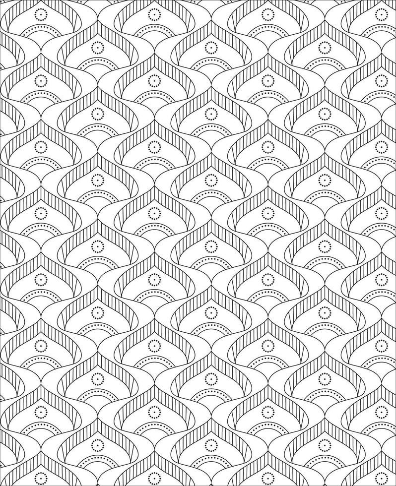 Black and white seamless pattern for coloring book in doodle style. vector