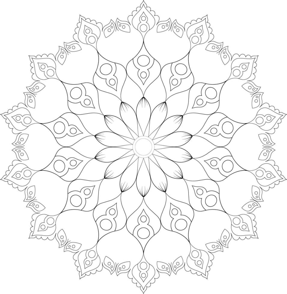 Vector mandala design. Abstract pattern isolated on white background. Illustration for cards, coloring pages.