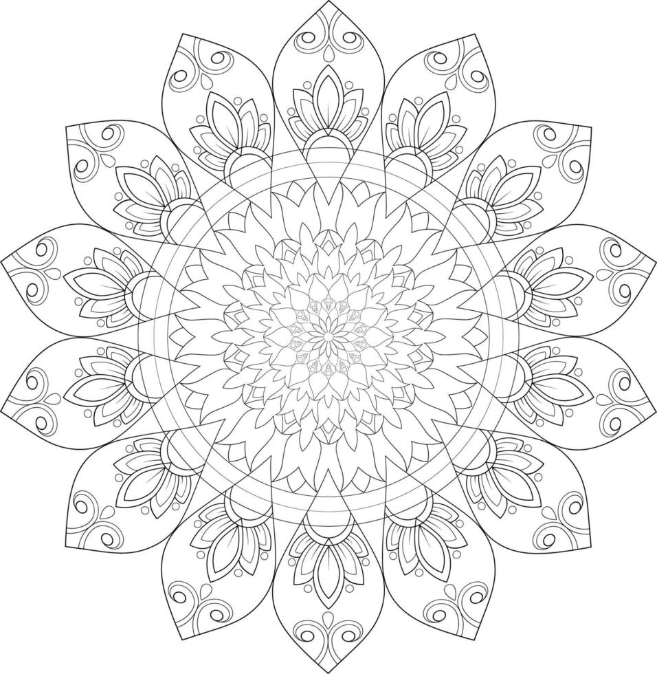 Vector mandala design. Abstract pattern isolated on white background. Illustration for cards, coloring pages.