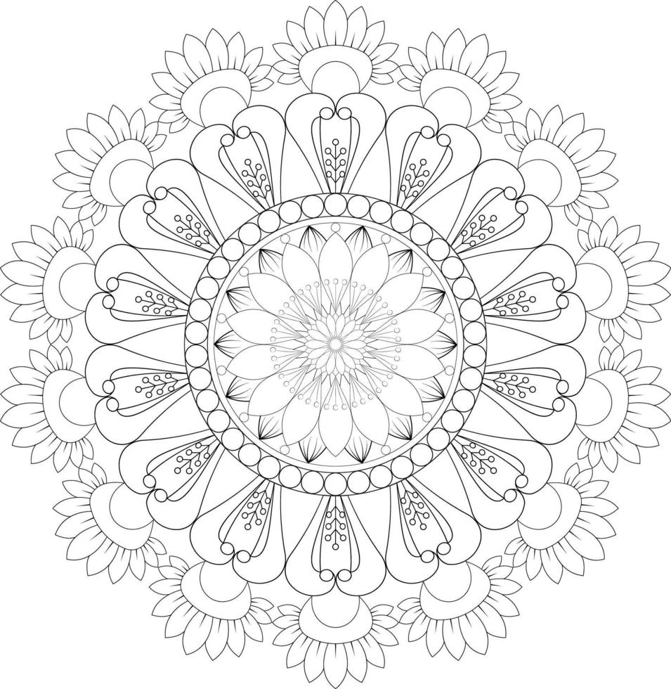 Vector mandala design. Abstract pattern isolated on white background. Illustration for cards, coloring pages.