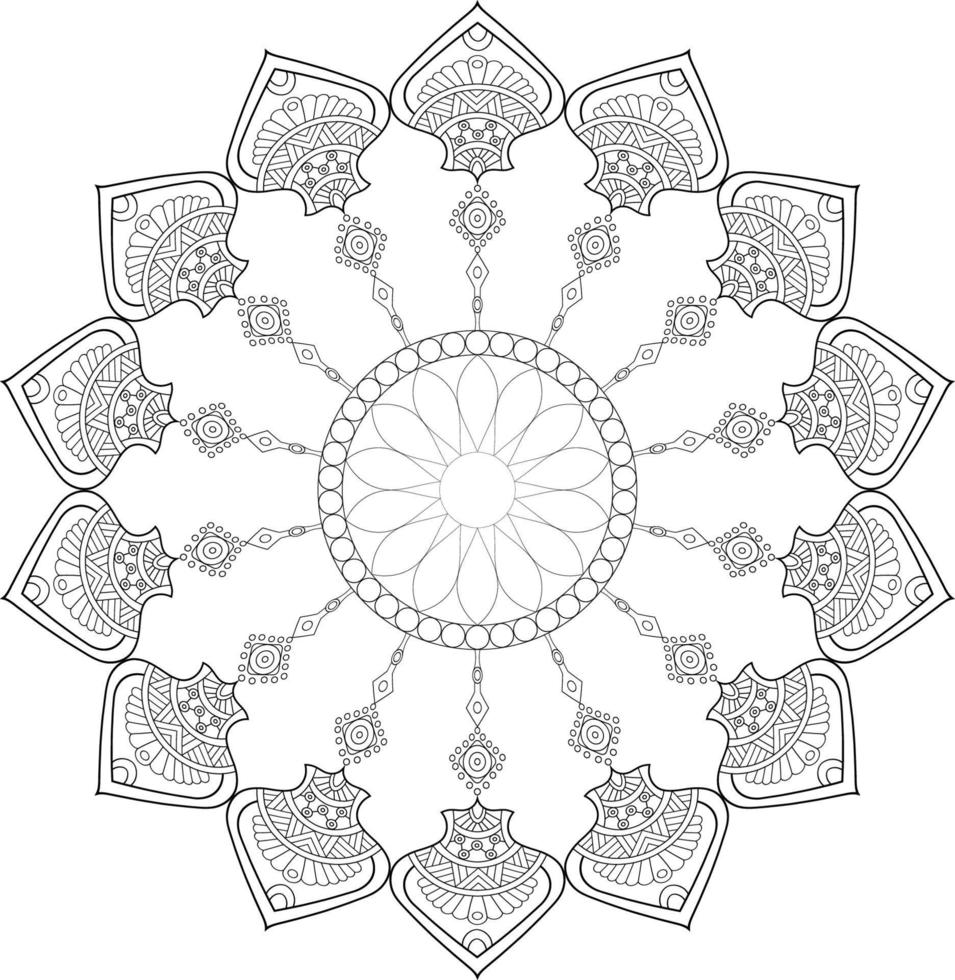 Vector mandala design. Abstract pattern isolated on white background. Illustration for cards, coloring pages.