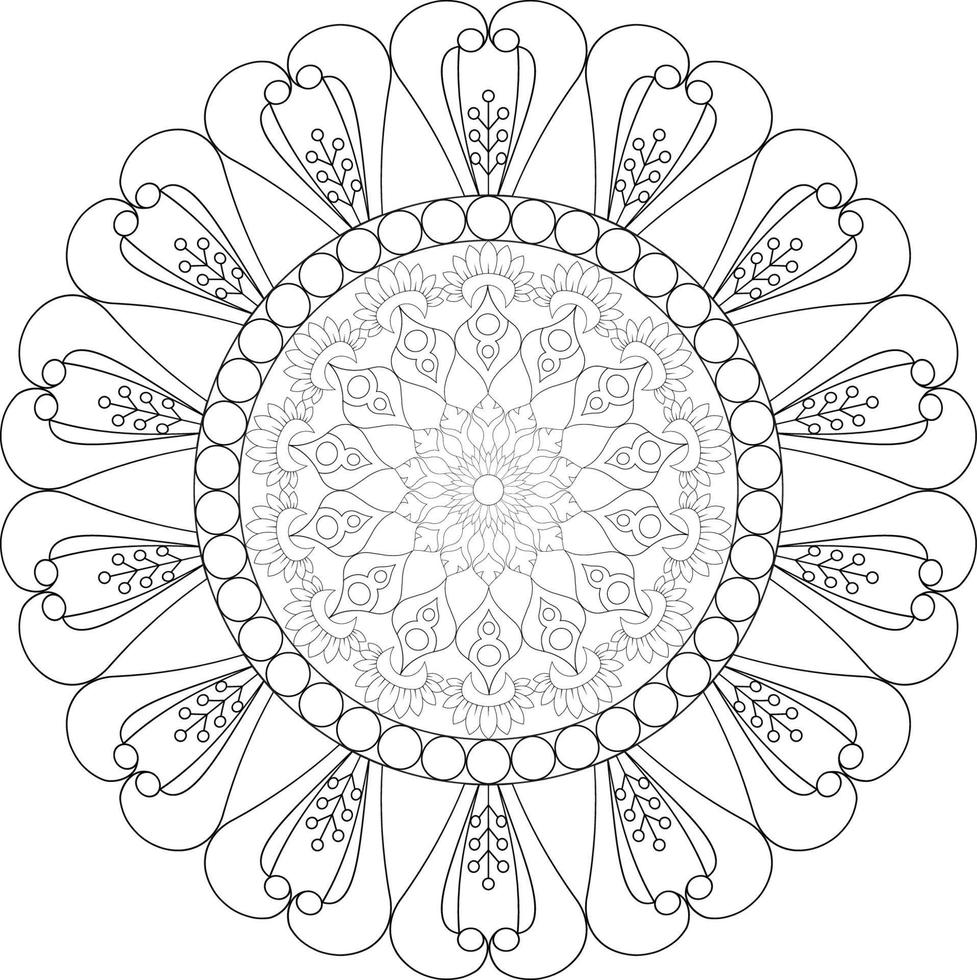 Vector mandala design. Abstract pattern isolated on white background. Illustration for cards, coloring pages.