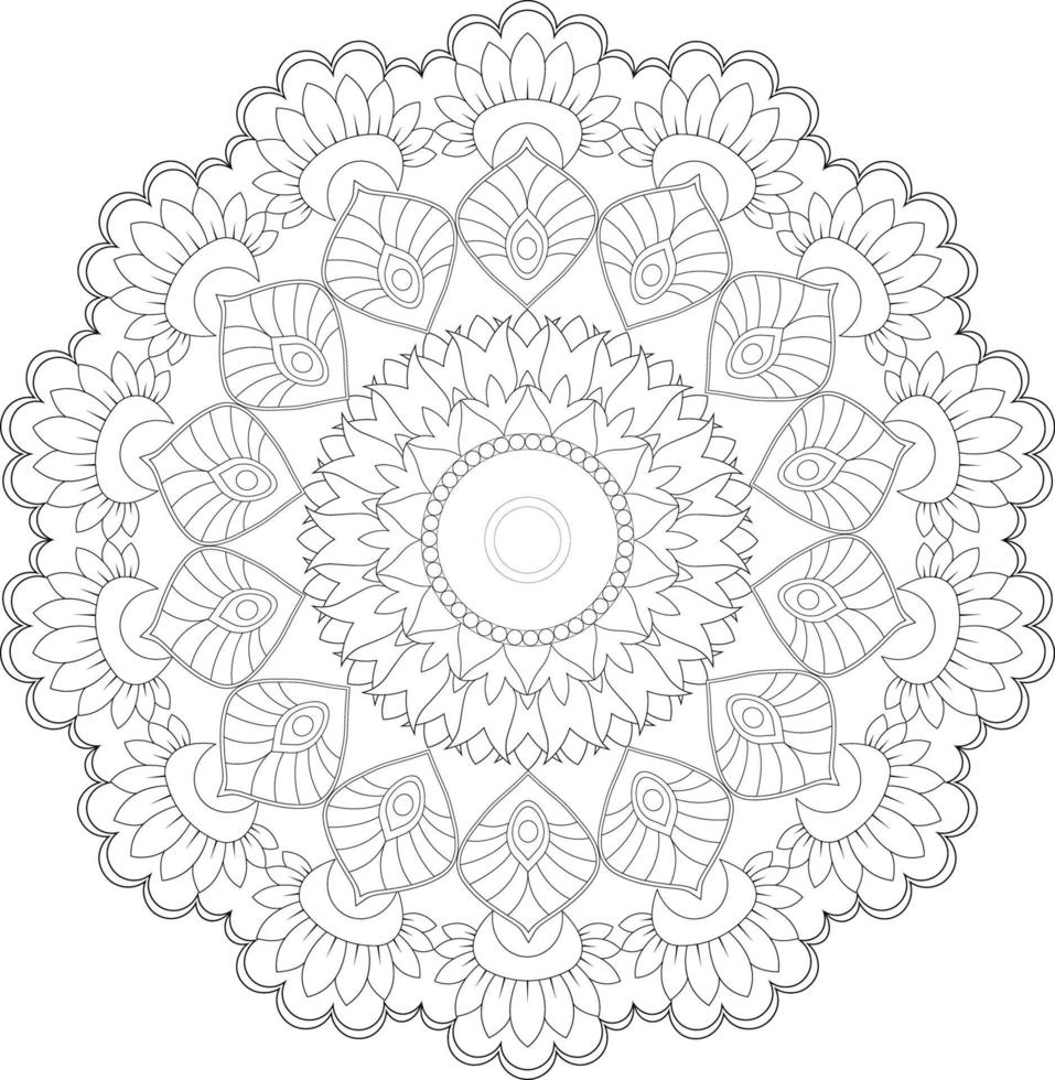 Vector mandala design. Abstract pattern isolated on white background. Illustration for cards, coloring pages.