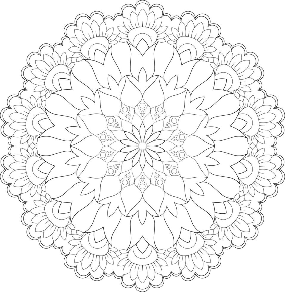 Vector mandala design. Abstract pattern isolated on white background. Illustration for cards, coloring pages.