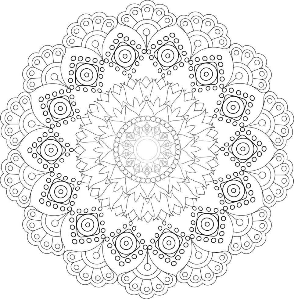 Vector mandala design. Abstract pattern isolated on white background. Illustration for cards, coloring pages.