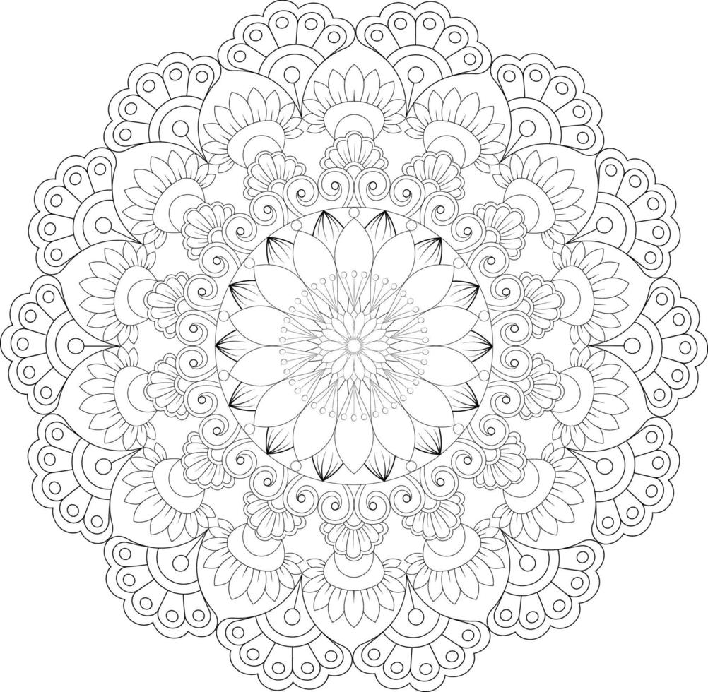 Vector mandala design. Abstract pattern isolated on white background. Illustration for cards, coloring pages.