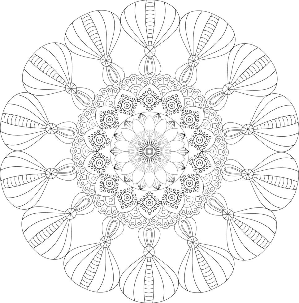 Vector mandala design. Abstract pattern isolated on white background. Illustration for cards, coloring pages.