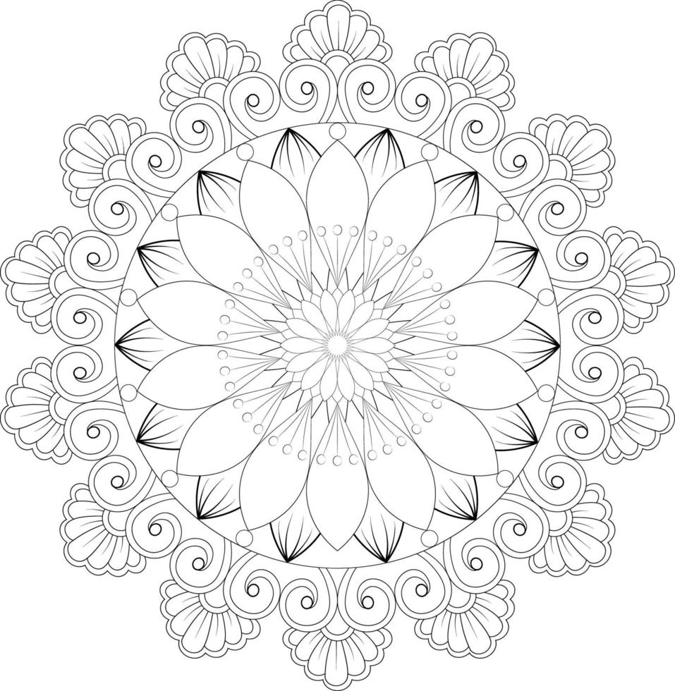 Vector mandala design. Abstract pattern isolated on white background. Illustration for cards, coloring pages.