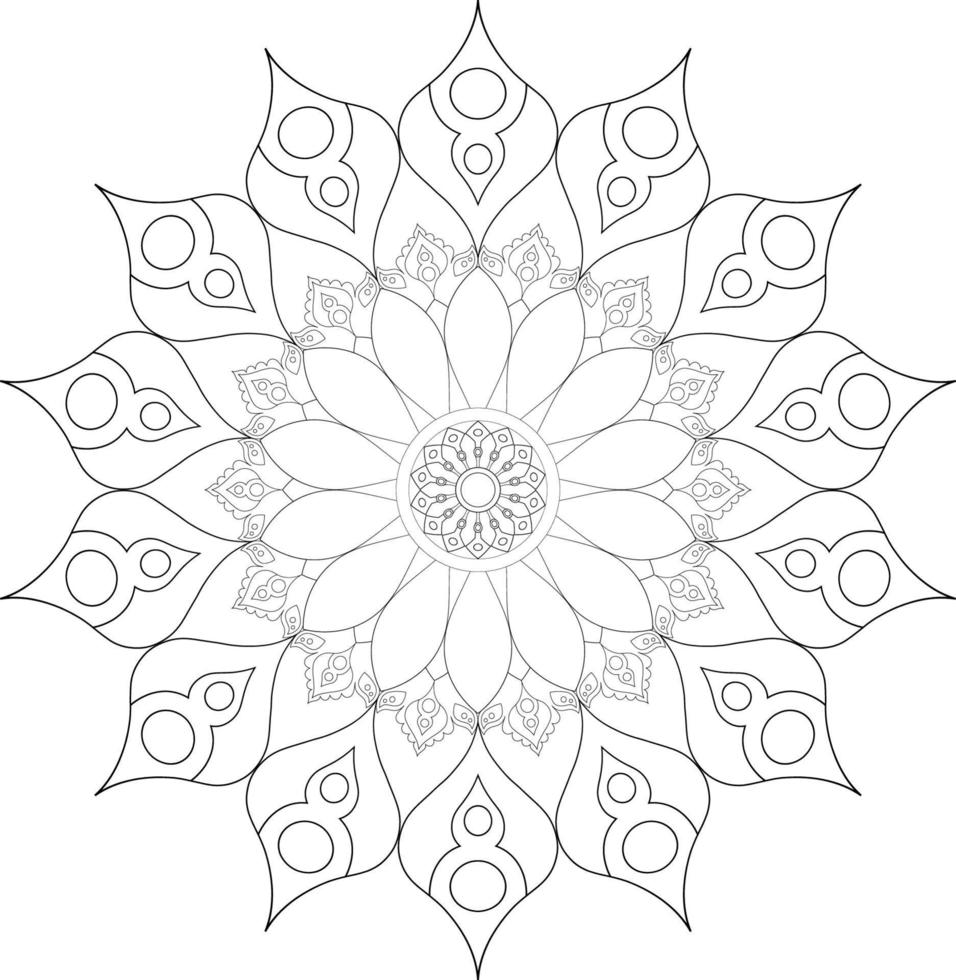 Vector mandala design. Abstract pattern isolated on white background. Illustration for cards, coloring pages.