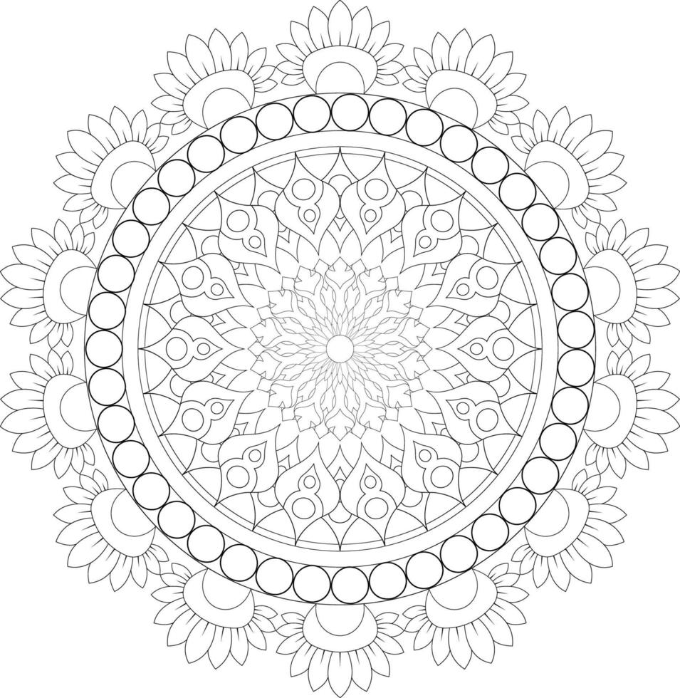 Vector mandala design. Abstract pattern isolated on white background. Illustration for cards, coloring pages.