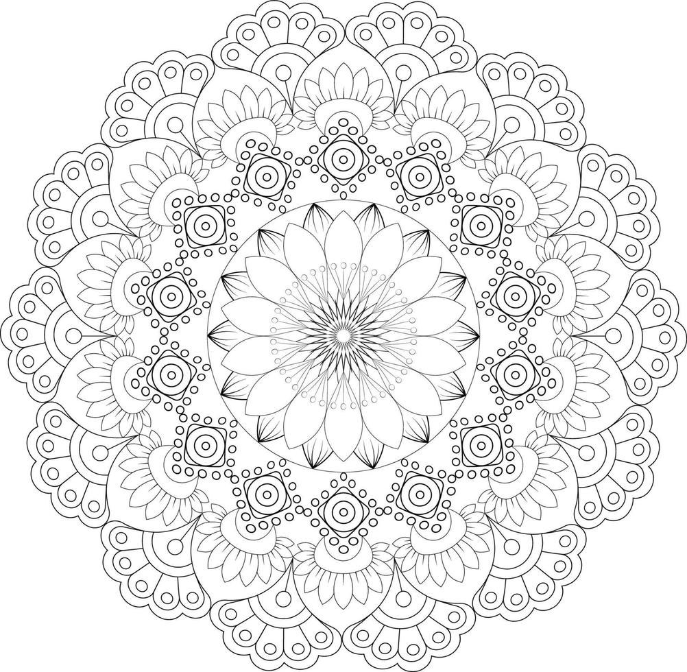 Vector mandala design. Abstract pattern isolated on white background. Illustration for cards, coloring pages.