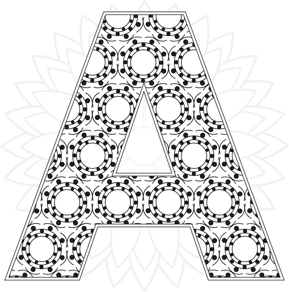 Alphabet coloring page with floral style. ABC coloring page - letter A Free Vector