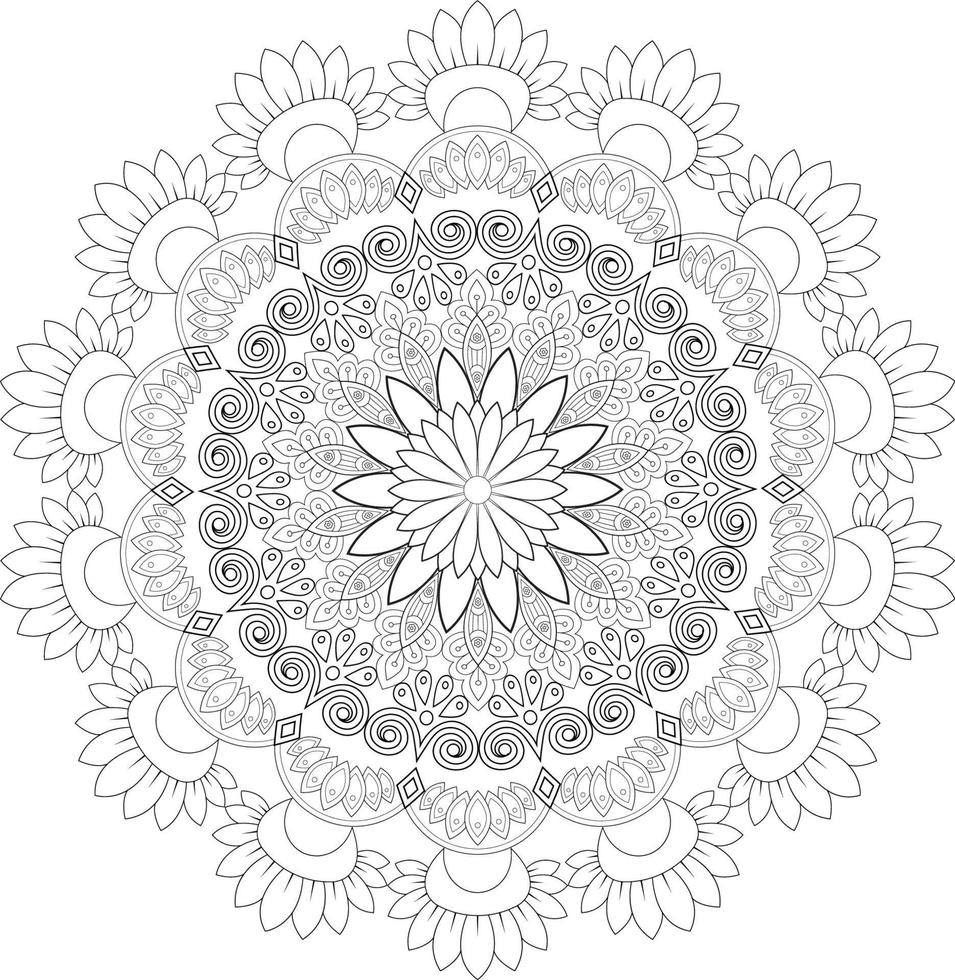 Vector mandala design. Abstract pattern isolated on white background. Illustration for cards, coloring pages.