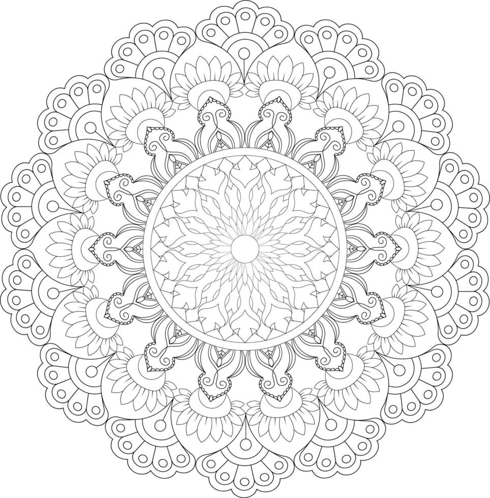 Vector mandala design. Abstract pattern isolated on white background. Illustration for cards, coloring pages.