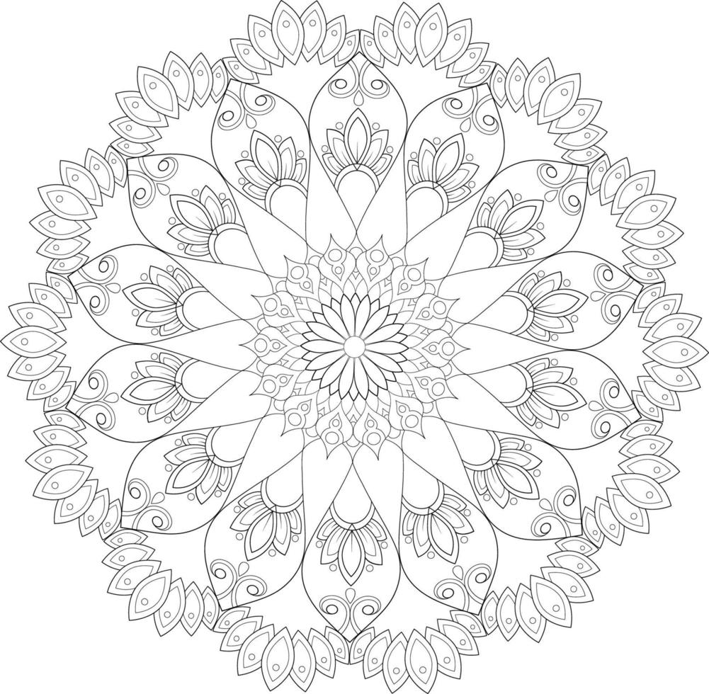 Vector mandala design. Abstract pattern isolated on white background. Illustration for cards, coloring pages.