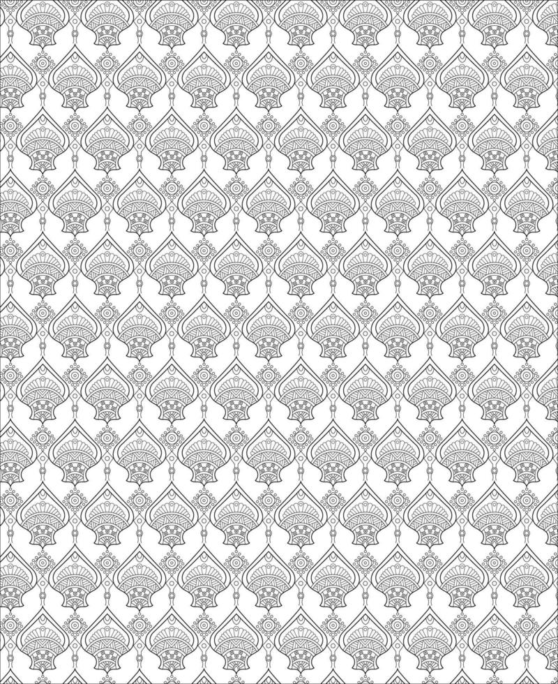 Black and white seamless pattern for coloring book in doodle style. vector