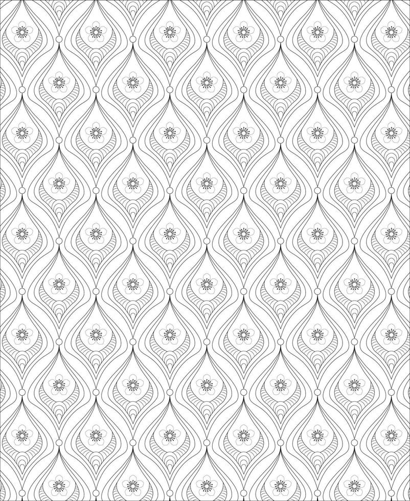 Black and white seamless pattern for coloring book in doodle style. vector