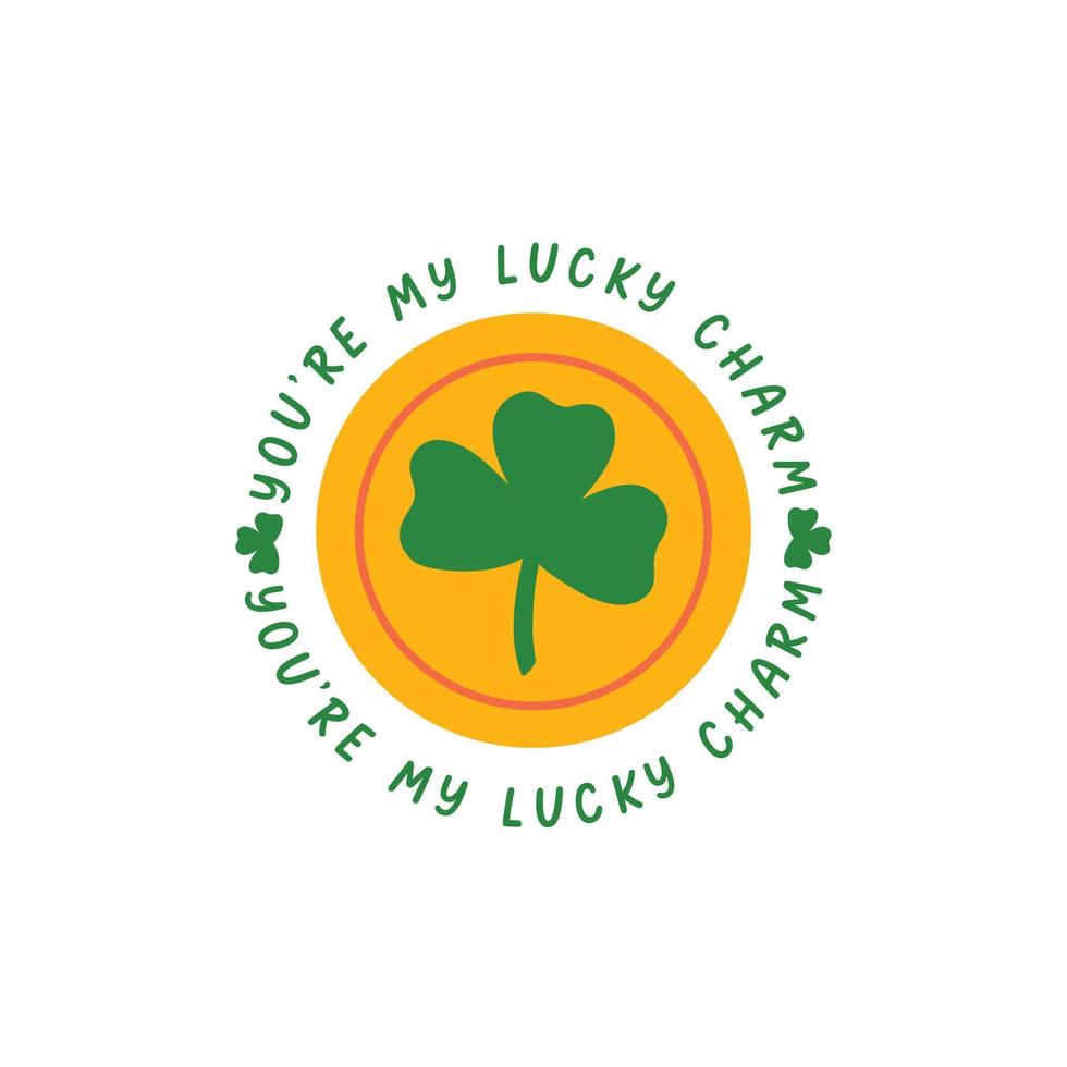 Saint Patrick's Day vector illustration concept coin shamrock and typography