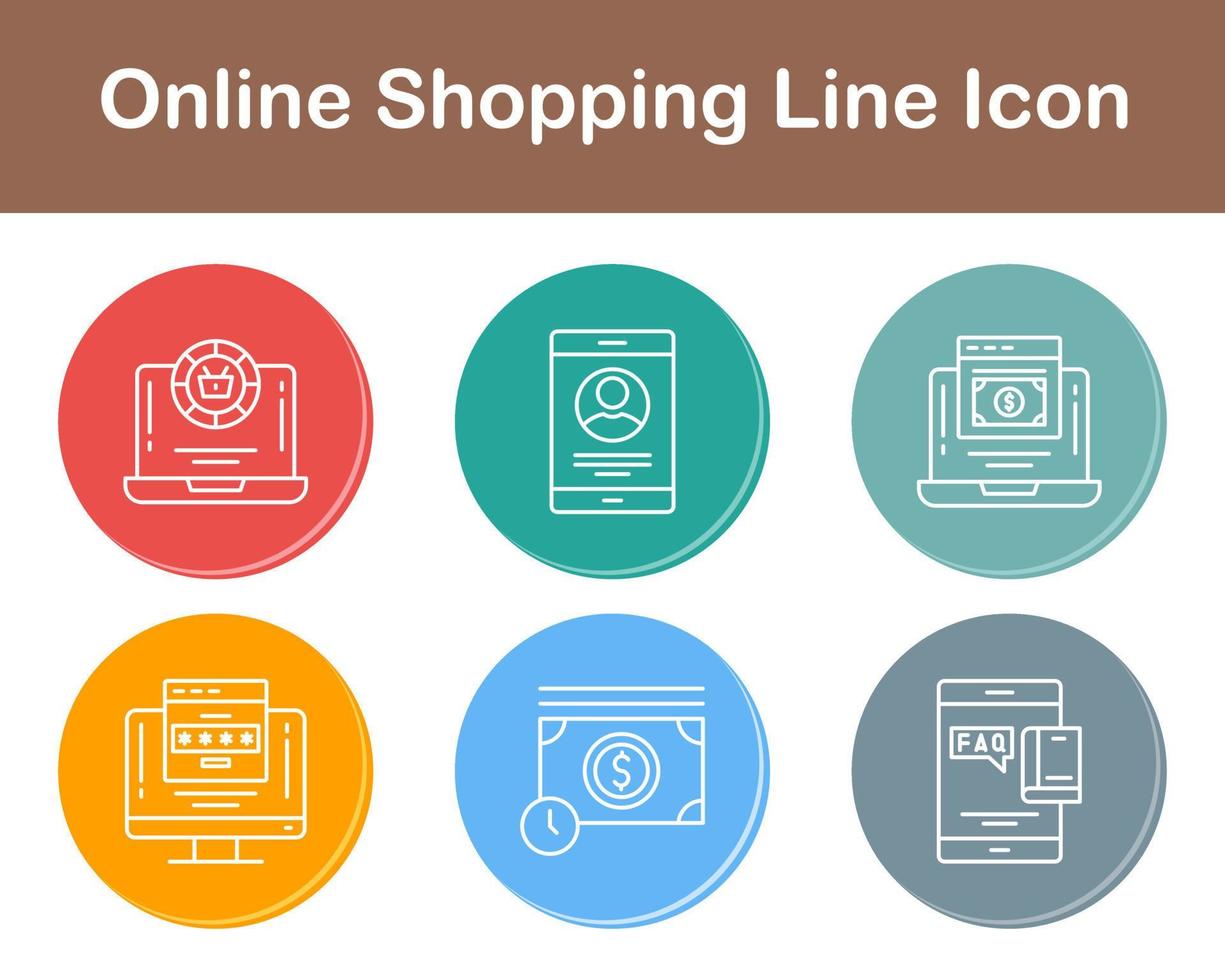 conjunto de iconos de vector de compras en línea