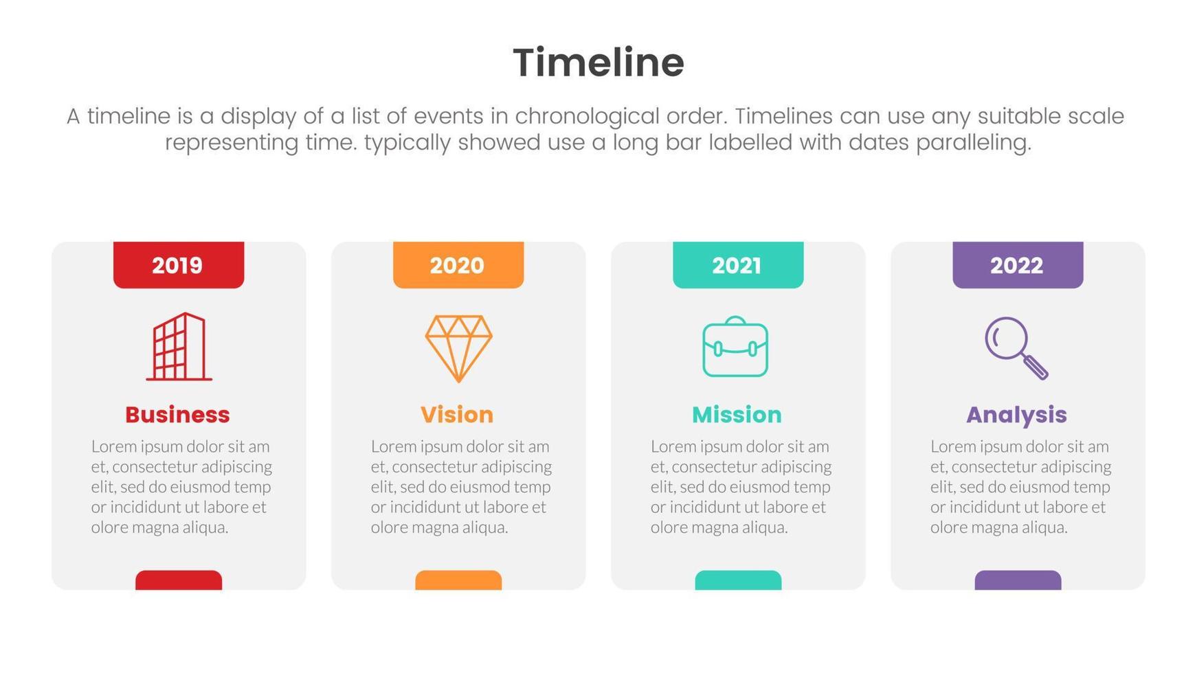 timeline set of point infographic with big box rectangle right direction concept for slide presentation template banner vector