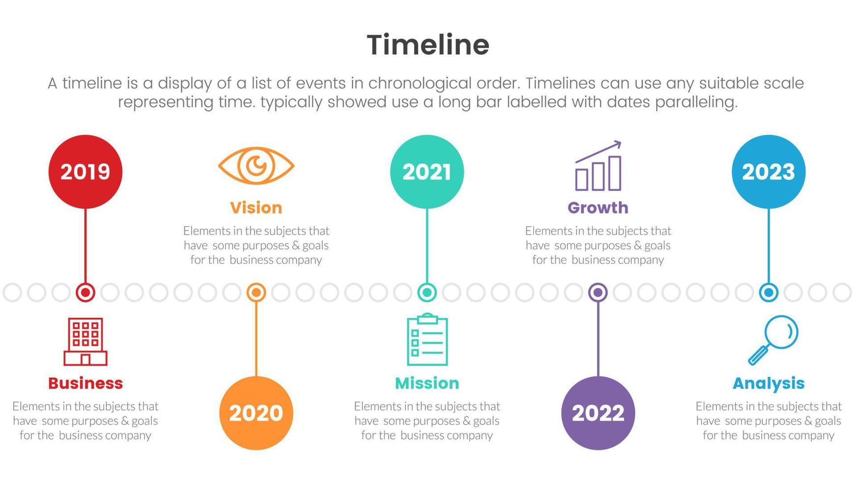 timeline set of point infographic with circle horizontal right direction concept for slide presentation template banner vector