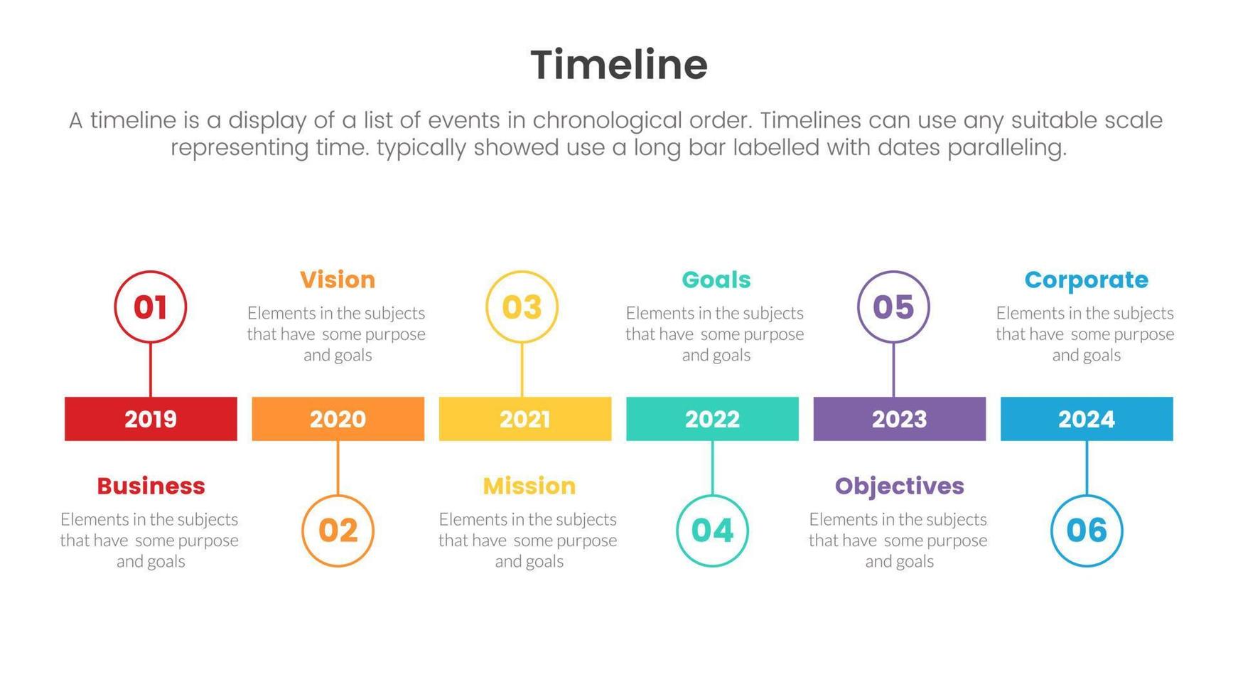 timeline set of point infographic with rectangle box shape horizontal concept for slide presentation template banner vector