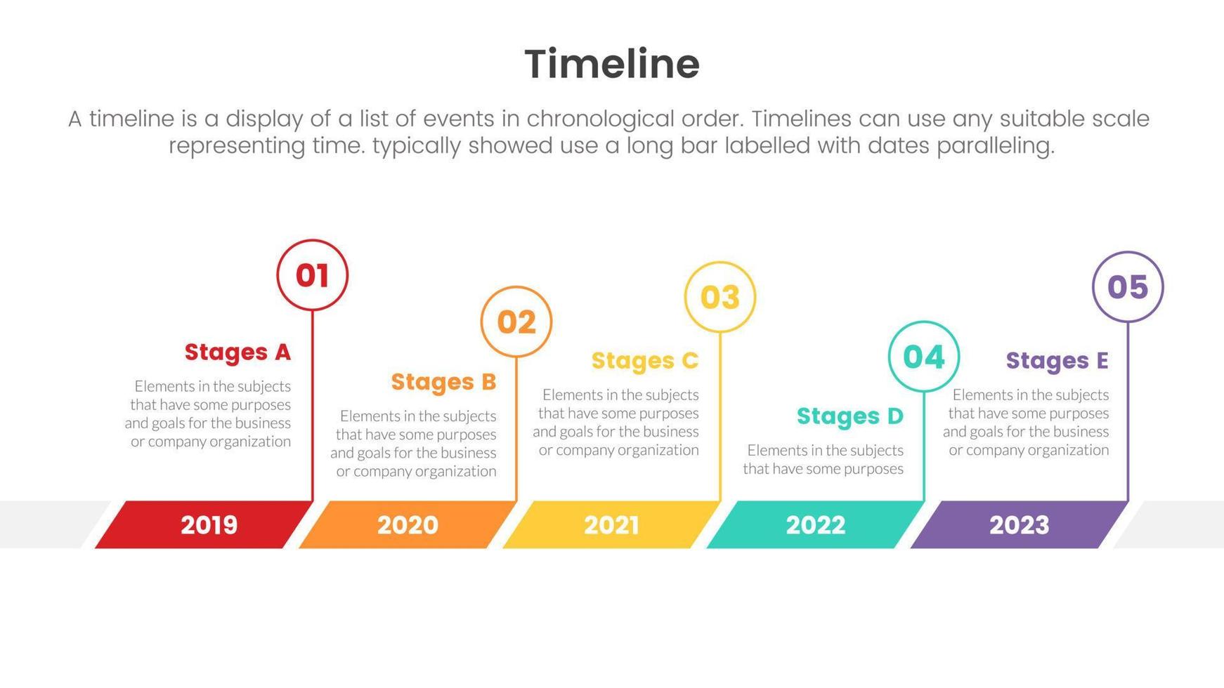 timeline set of point infographic with circle and skew rectangle shape concept for slide presentation template banner vector