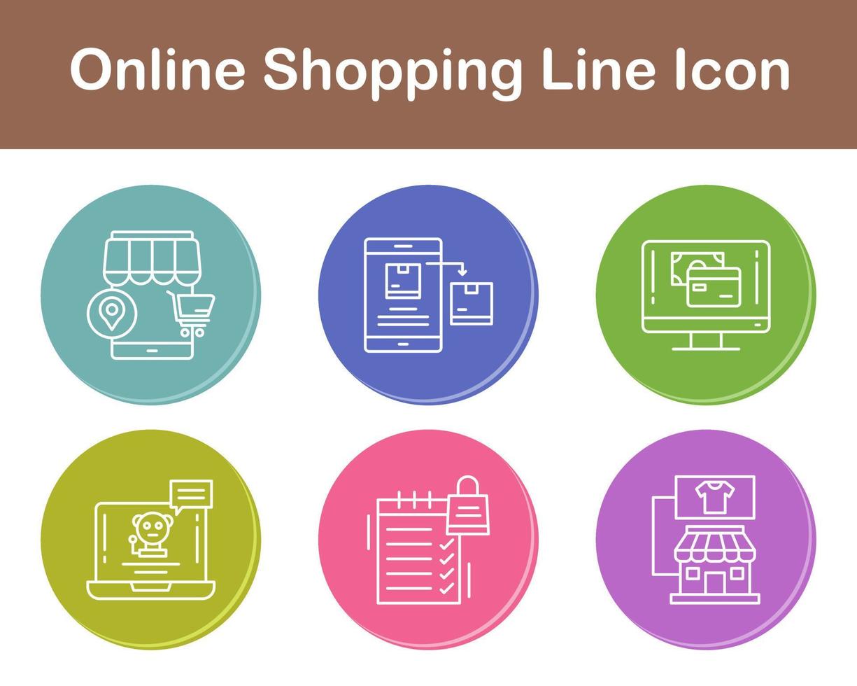 conjunto de iconos de vector de compras en línea