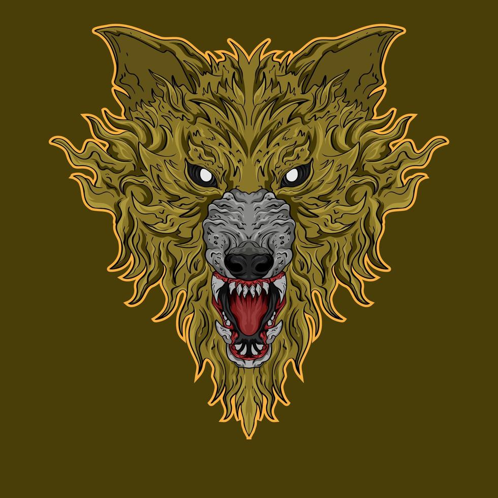 Wolf Design Head Emblem of Aggressive Angry Illustration your merchandise or business vector