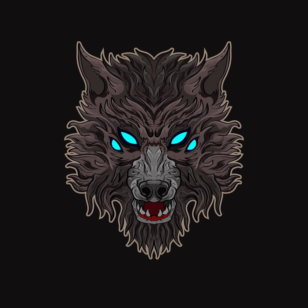 lobo diseño cabeza emblema de agresivo enojado ilustración tu mercancías o negocio vector