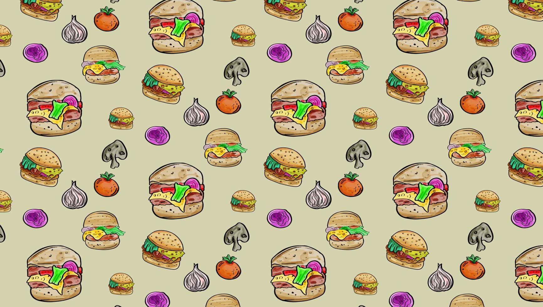 Pattern Background junk food Food  Isometric Seamless Template flat design for decorative or gift wrapping paper, vector