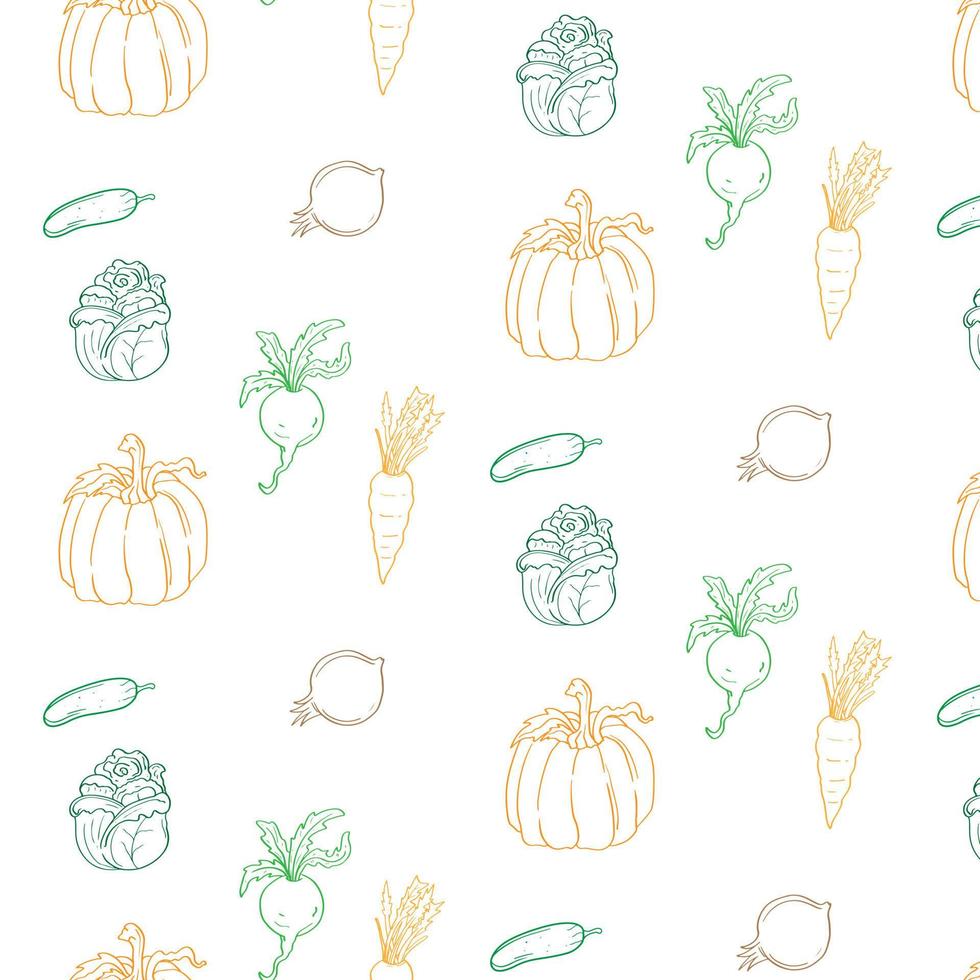 Colorfull Seamless vegetable background Vector Pattern Bright color Pattern suitable for posters, postcards, fabric or wrapping paper