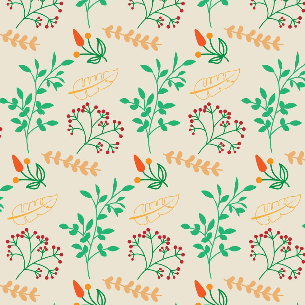 Beautiful romantic flower collection Seamless floral pattern background Vector Pattern Bright color Pattern suitable for posters, postcards, fabric or wrapping paper