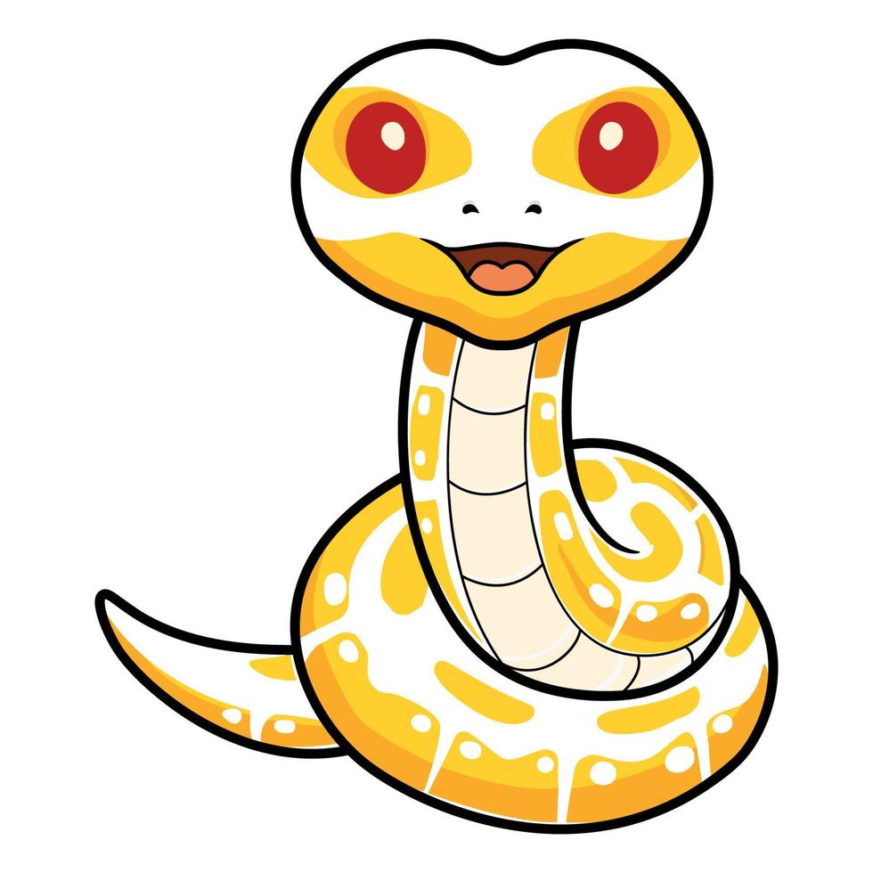 linda albino pelota pitón serpiente dibujos animados vector