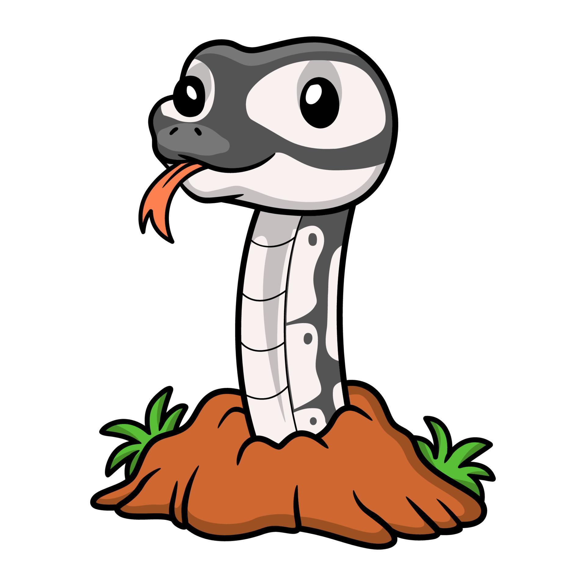 Cute axanthic ball python cartoon out from hole 21429083 Vector Art at ...