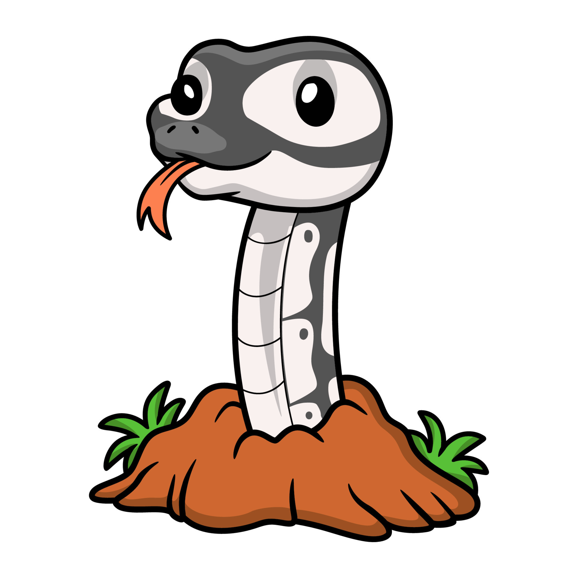 Cute axanthic ball python cartoon out from hole 21429083 Vector Art at ...