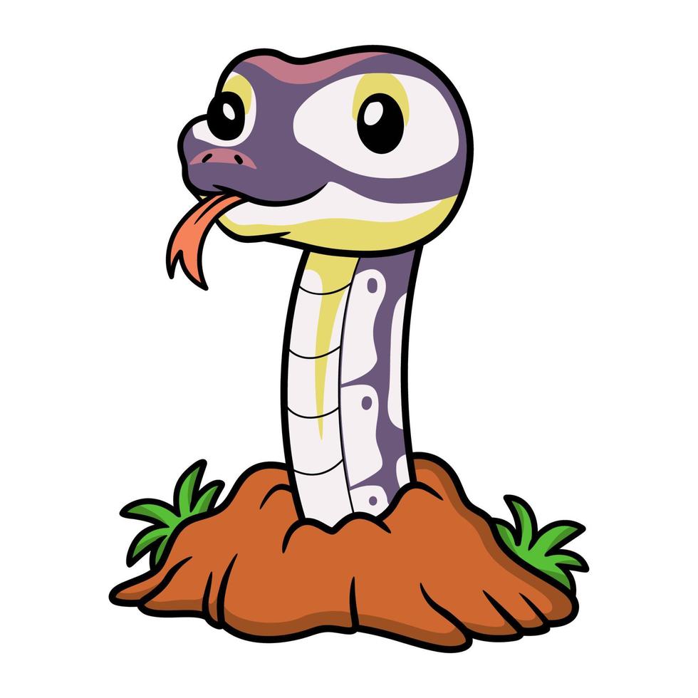 Cute banana pastel ball python cartoon out from hole vector
