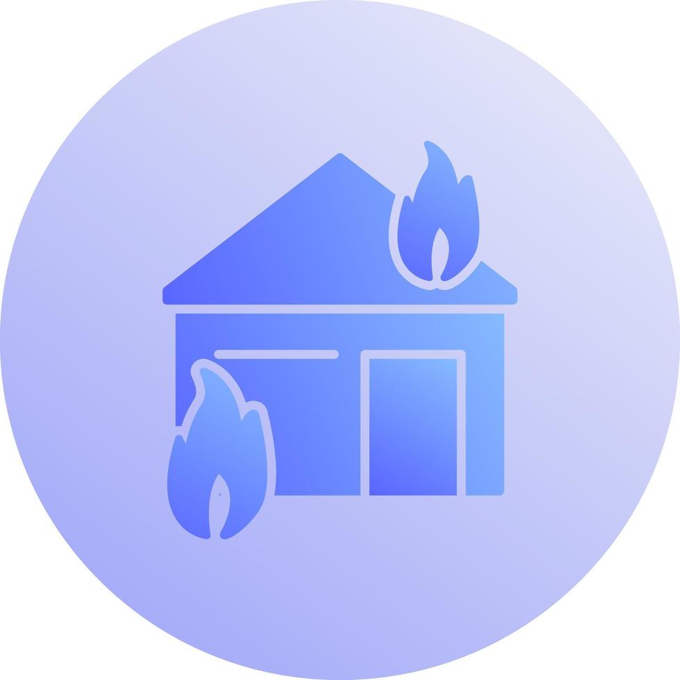 icono de vector de casa que consume fuego único