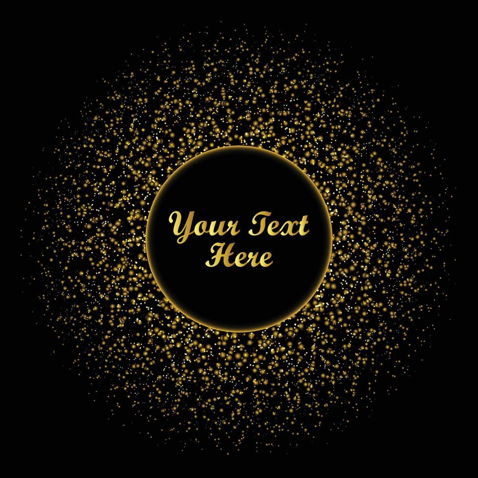 Gold glitter circle on black background vector