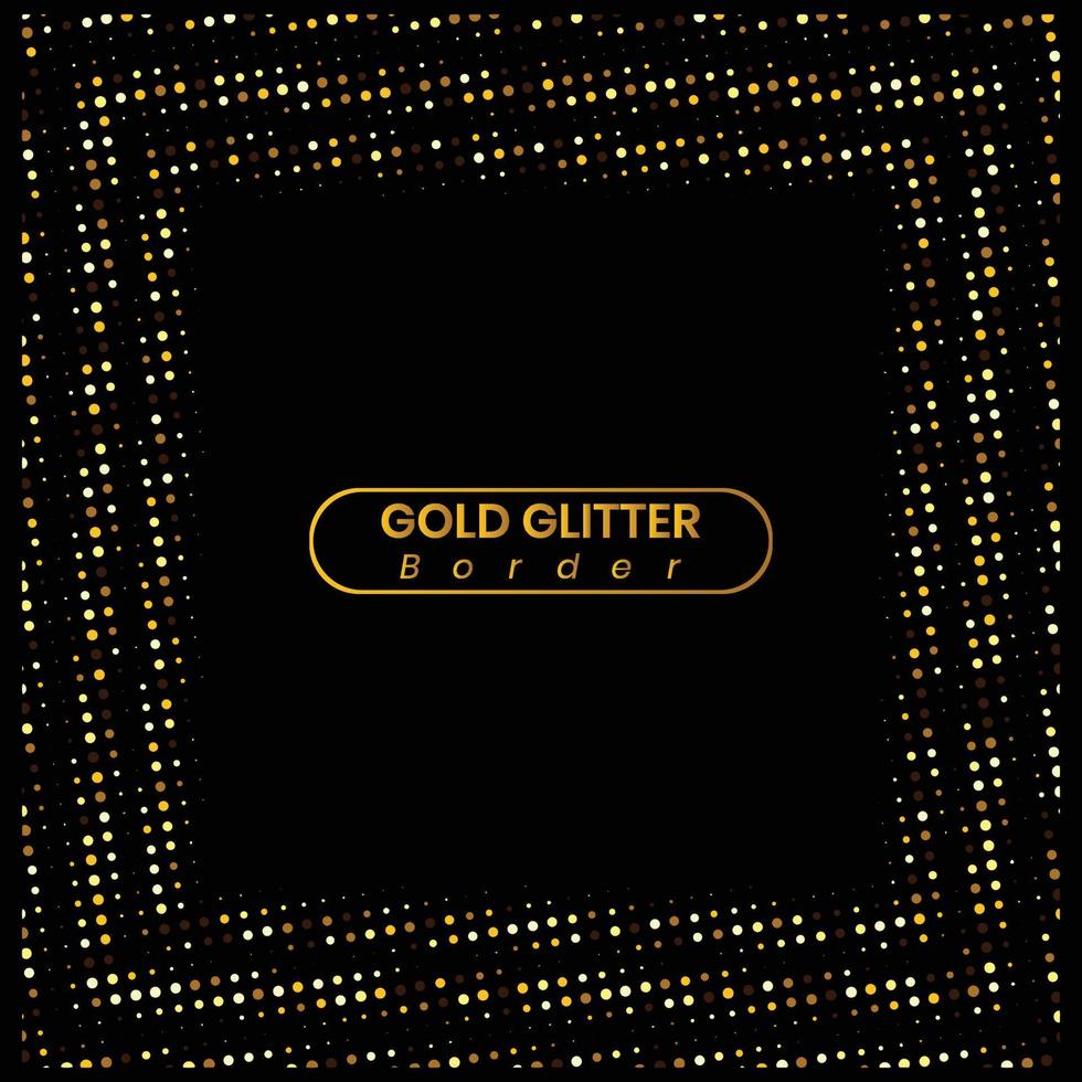 Gold glitter triple line border frame vector art