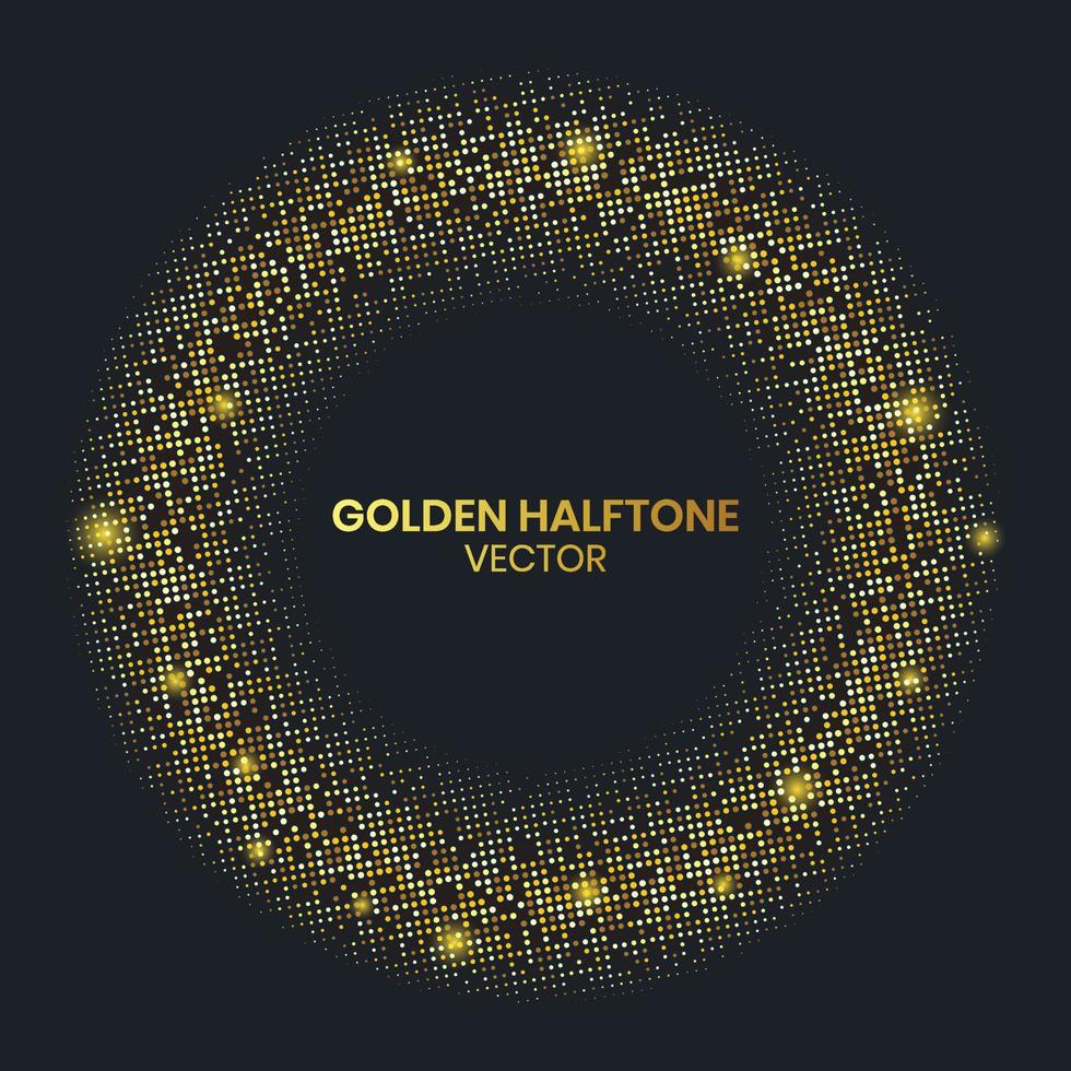Golden halftone round shape vector art for free download