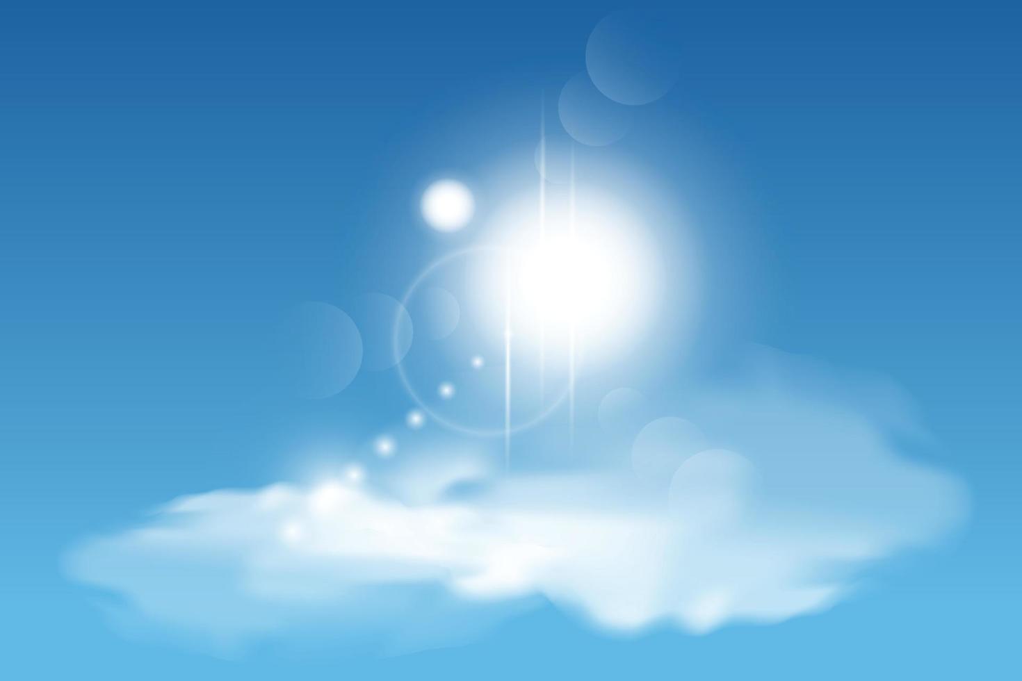 Lens flare on blue sky with cloud vector